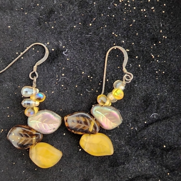 Vintage 80's Handmade Glass Beads Necklace Earrings Set - Picture 2 of 6